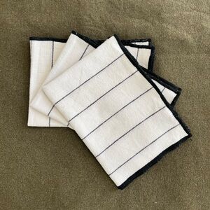 NWOT Haomy Linen/Cotton White & Black Striped Placemats (3 Total)